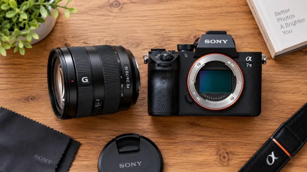 A breakdown of essential camera components, including the lens mount, image sensor, and mode dials.