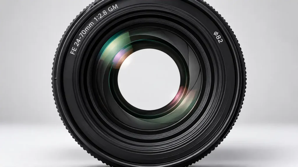 A camera lens showing a wide aperture for depth of field photography.