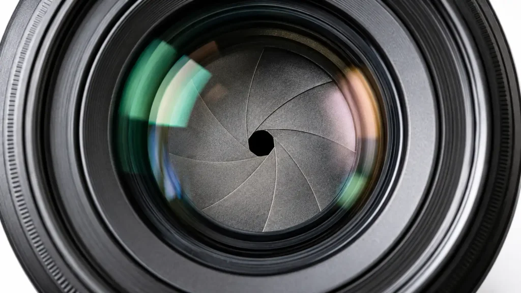 camera lens showing the aperture hole and parts